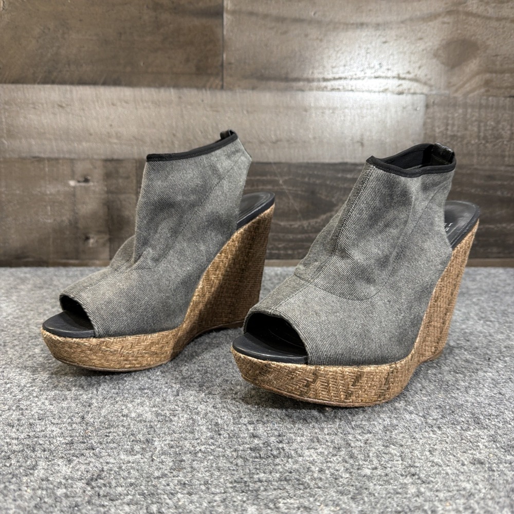 Stuart Weitzman Glover Stretch Wedge Platform Sandals Women's US 8.5 Peep Toe
